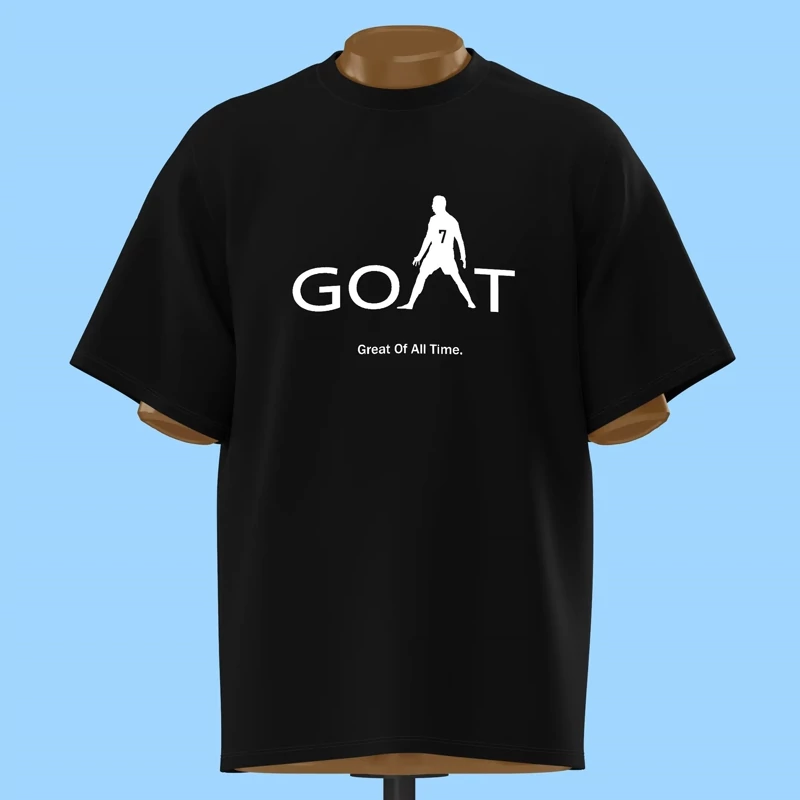 تیشرت رونالدو طرح GOAT کیفیت عالی مشکی