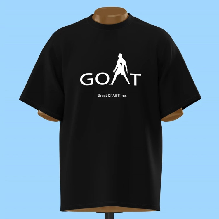 تیشرت رونالدو طرح GOAT کیفیت عالی مشکی