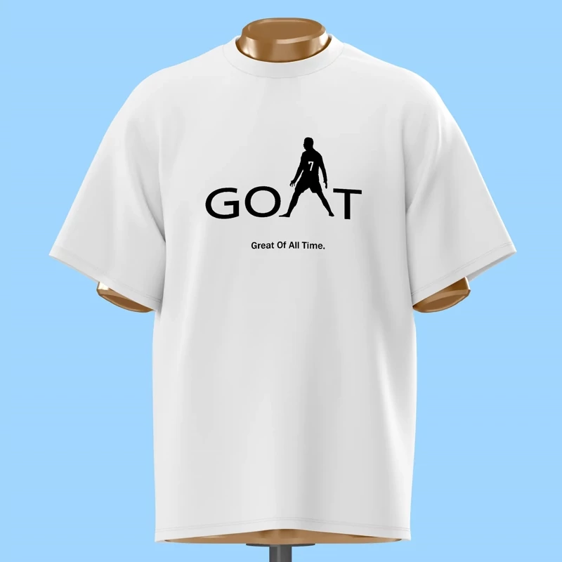 تیشرت رونالدو طرح GOAT کیفیت عالی سفید