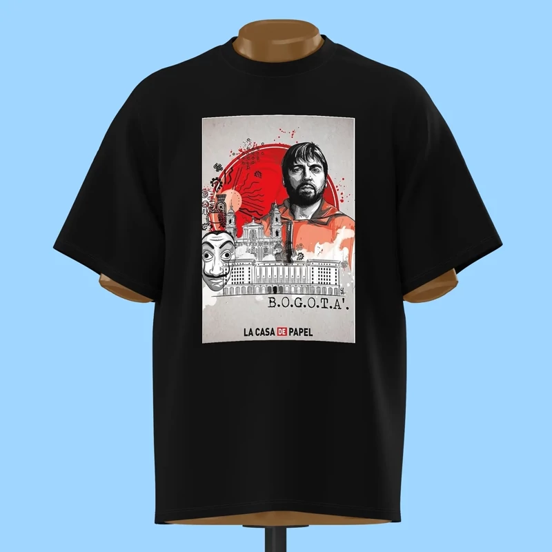 تیشرت پوستر بوگوتا La Casa de Papel کیفیت عالی مشکی