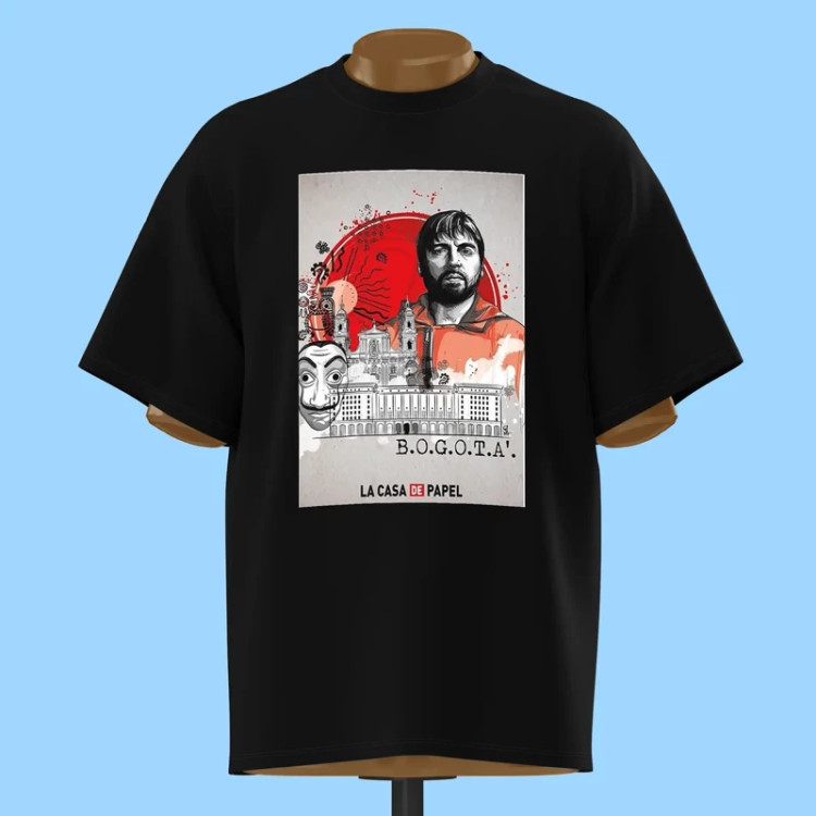 تیشرت پوستر بوگوتا La Casa de Papel کیفیت عالی مشکی