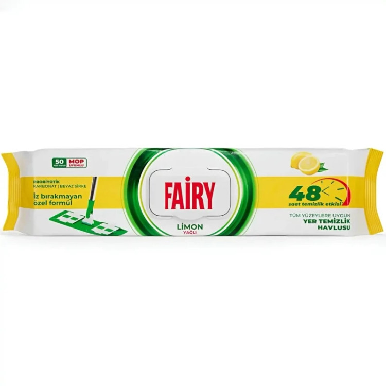 دستمال مرطوب مخصوص تی فایری مدل لیمو با خاصیت چربی زدایی بسته 50 عددی