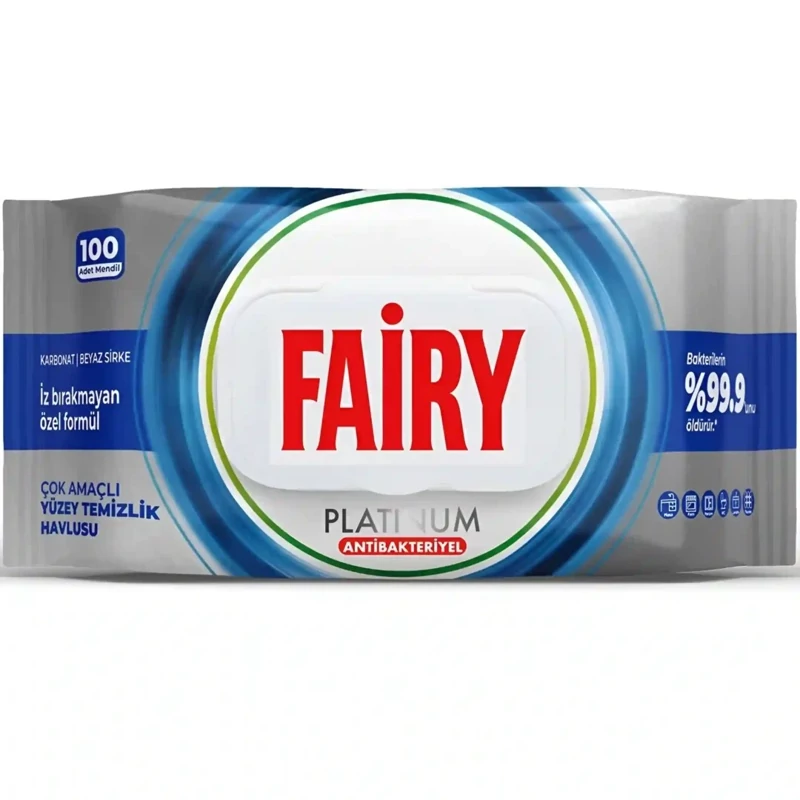 دستمال مرطوب چند منظوره سطوح فایری با خاصیت آنتی باکتریایی  مدل Platinum بسته 100 عددی