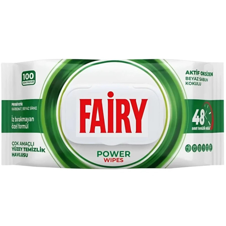 دستمال مرطوب چند منظوره سطوح فایری Power Wipes بسته 100 عددی