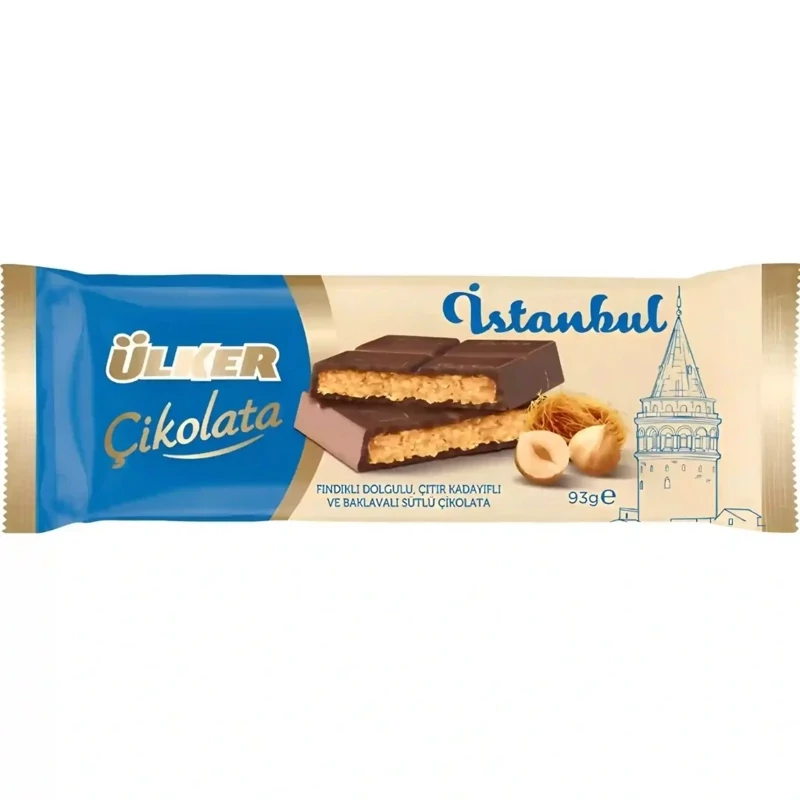 شکلات اولکر استانبول کرم فندقی کریسپی Ulker Istanbul وزن 93 گرم