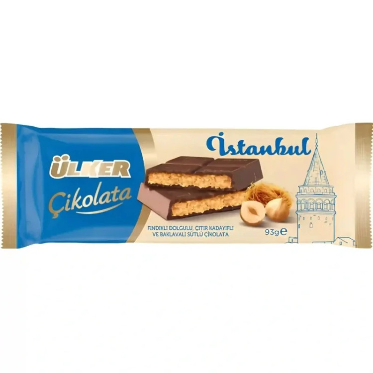 شکلات اولکر استانبول کرم فندقی کریسپی Ulker Istanbul وزن 93 گرم