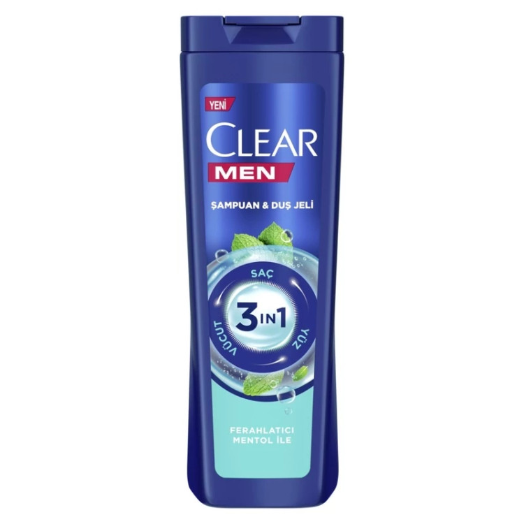 شامپو سر و بدن مردانه کلیر ضدشوره و خنک کننده ترکیه حجم 350ml