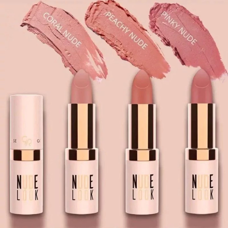 رژ لب جامد مات گلدن رز مدل Nude Look کد 03