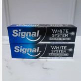 خمیر دندان زغالی سفید کننده Signal سیگنال سری white system وایت سیستم حجم 75 میل ( از بین برنده آلودگی و کثیفی دندان)