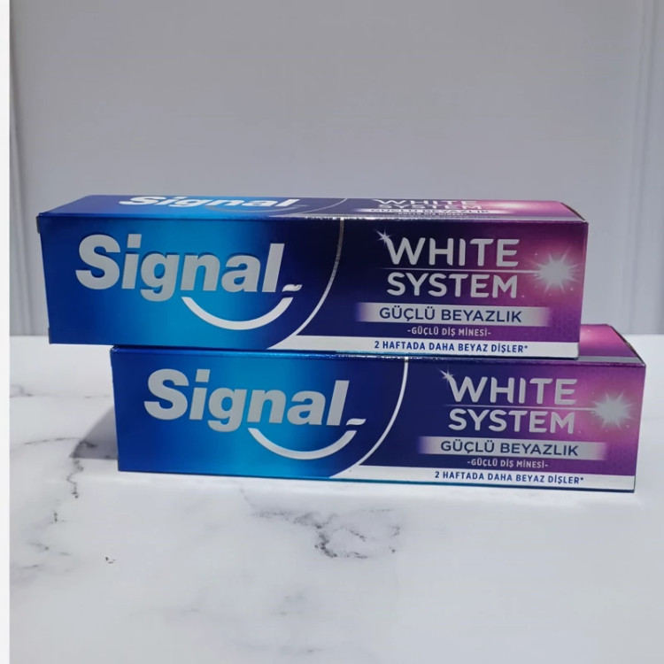 خمیر دندان سفید کننده Signal سیگنال سری white system وایت سیستم حجم 75 میل (تقویت کننده مینای دندان)