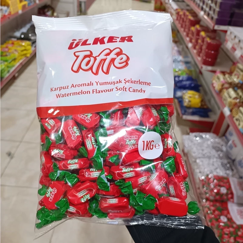 تافی اولکر با طعم هندوانه Ulker Toffe Karpuz Aromali بسته یک کیلویی