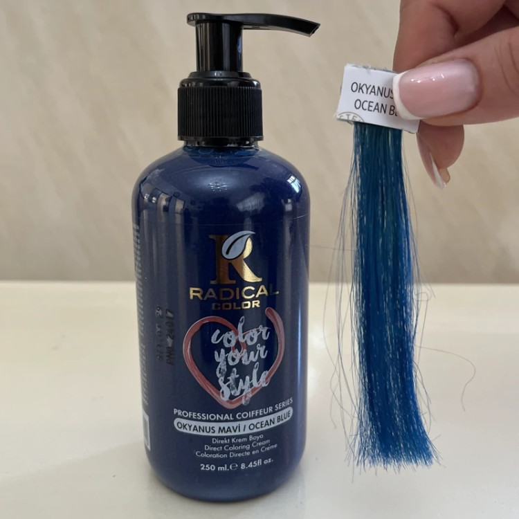 شامپو رنگ مو رادیکال کالر رنگ آبی اقیانوسیOcean Blue حجم250 میلی لیتر.