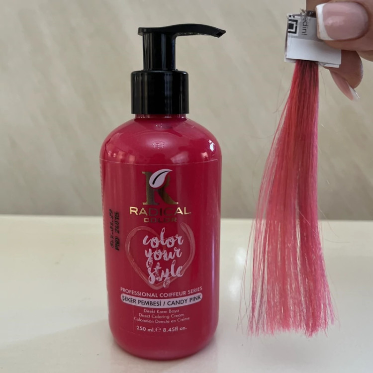 شامپو رنگ مو رادیکال کالر رنگ آب نباتی صورتی Candy Pink حجم 250 میل