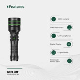 چراغ قوه 3 هزار لومنی با برد 1200 متر گرین لاین مدل GNHR3000LMBK