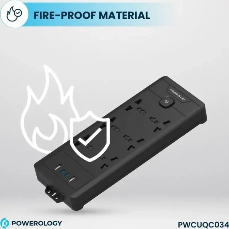 چندراهی برق پاورولوژی مدل PWCUQC034 ظرفیت 2500 وات با 6 پریز