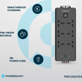 چندراهی برق پاورولوژی مدل PWCUQC034 ظرفیت 2500 وات با 6 پریز