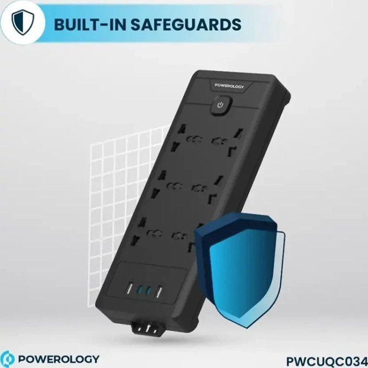 چندراهی برق پاورولوژی مدل PWCUQC034 ظرفیت 2500 وات با 6 پریز
