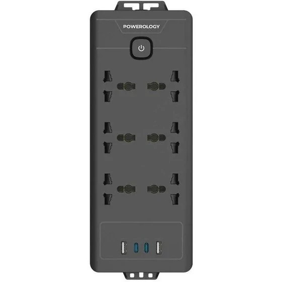 چندراهی برق پاورولوژی مدل PWCUQC034 ظرفیت 2500 وات با 6 پریز
