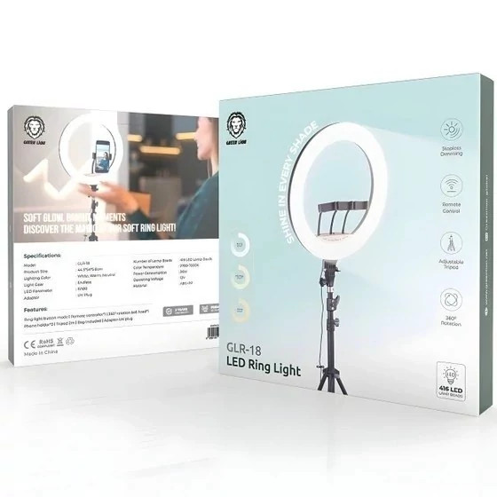 رینگ لایت 18 اینچ گرین لاین مدل Green Lion GLR-18 Ring Light