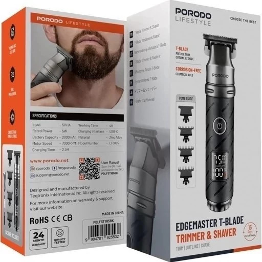 ماشین اصلاح، حجم زن و خط زن و تیغ زن برند پرودو مدل Porodo Lifestyle Edgemaster T-Blade