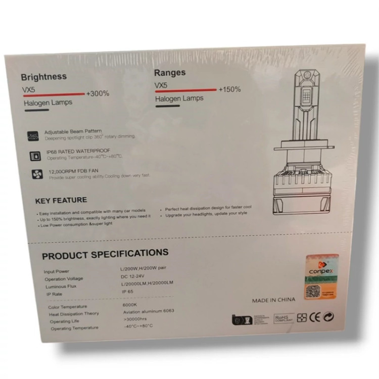 هدلایت CONPEX VX5 زرد آفتابی پایه H7 با گارانتی