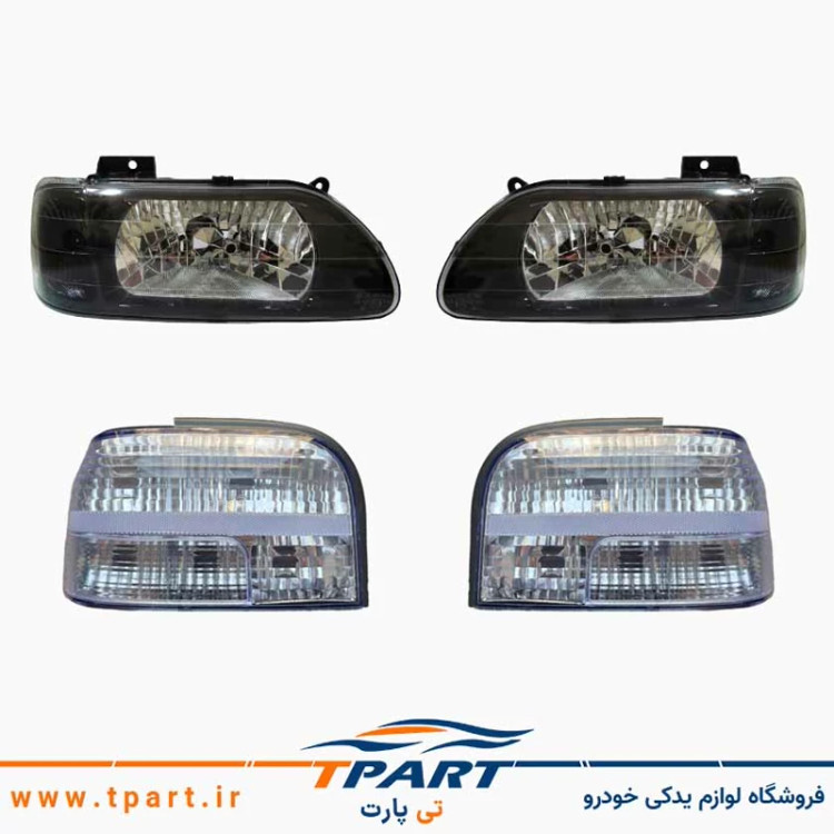 پک جفت چراغ جلو پراید + جفت چراغ عقب 131 کد m