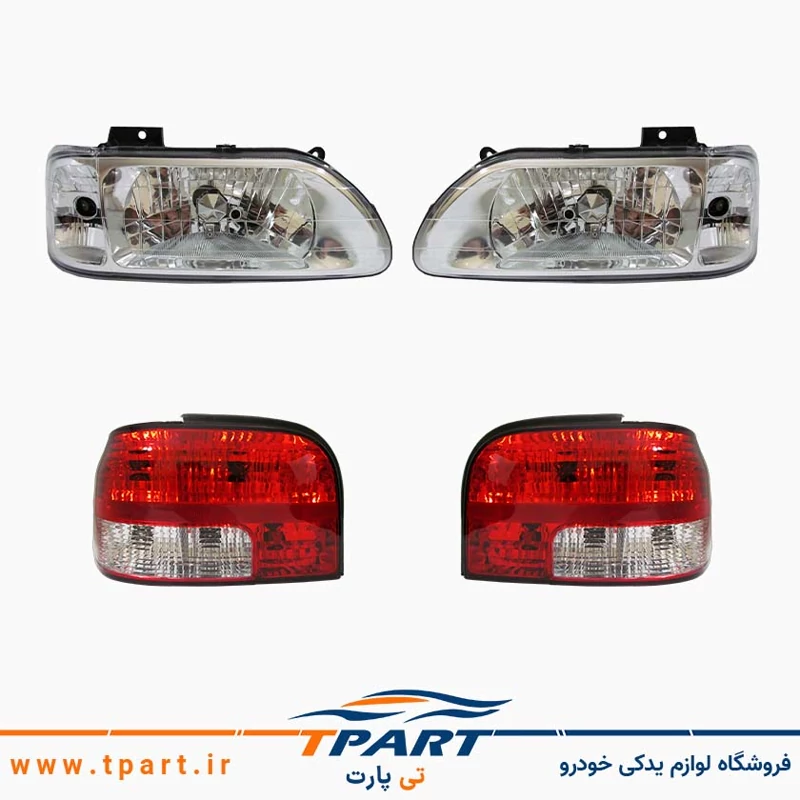 پک جفت چراغ جلو پراید + جفت چراغ عقب 131 کد m