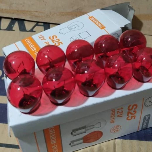 لامپ قرمز رنگ 12 ولت 21 وات تک کنتاکت سورنی