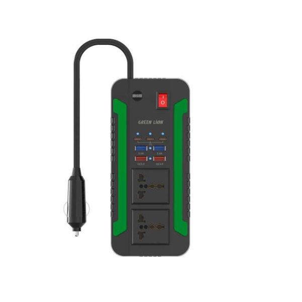 مبدل برق اینورتر گرین لاین مدل Spark 300 با توان 300 وات و 7 پورت خروجی ا GREEN LION