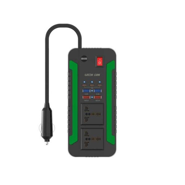 مبدل برق اینورتر گرین لاین مدل Spark 300 با توان 300 وات و 7 پورت خروجی ا GREEN LION