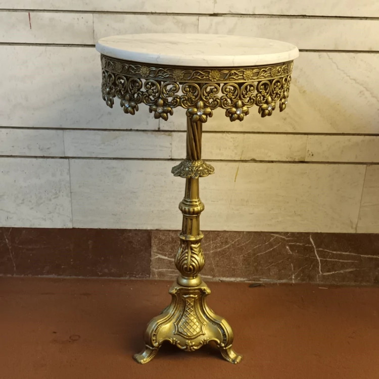میز تلفن و کنار سالنی خاطره قطر 40 سانت رنگ طلایی و نقره ای خرید از تولیدی