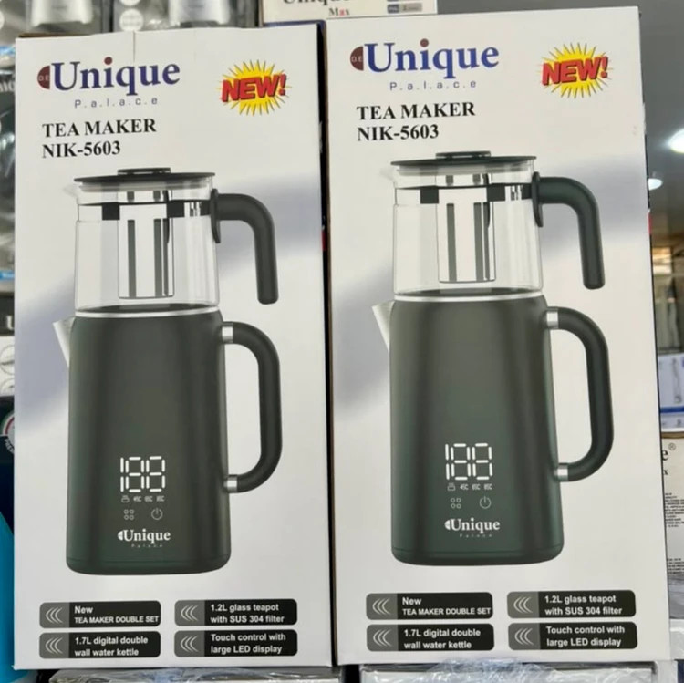 چای ساز دیجیتال یونیک مدل NIK-5603 با کتری 1.7 لیتری و قوری 1.2 لیتری