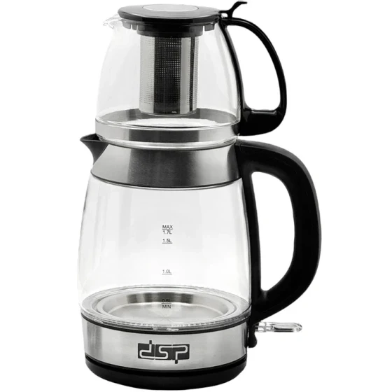 چای‌ساز روهمی DSP مدل KK1286 | توان 2200 وات | کتری 1.7 لیتری + قوری 0.6 لیتری