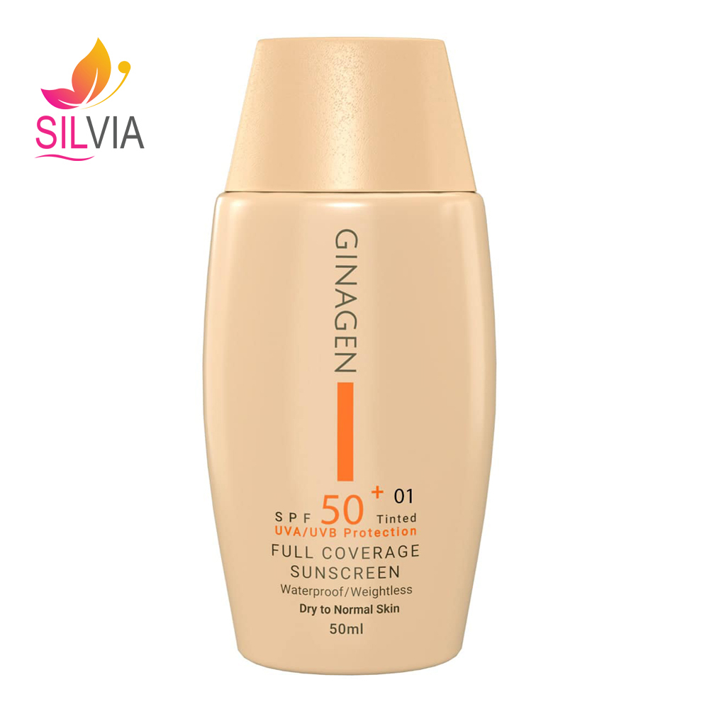 کرم ضد آفتاب رنگی شماره 01 پوست خشک و نرمال SPF50 ژیناژن 50 میل
