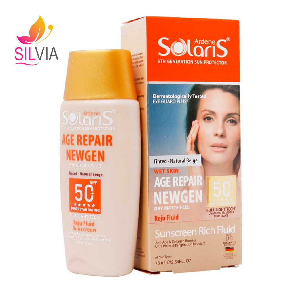 فلوئید ضد آفتاب ضد چروک رنگی بژ طبیعی SPF50 سولاریس آردن 75 میل