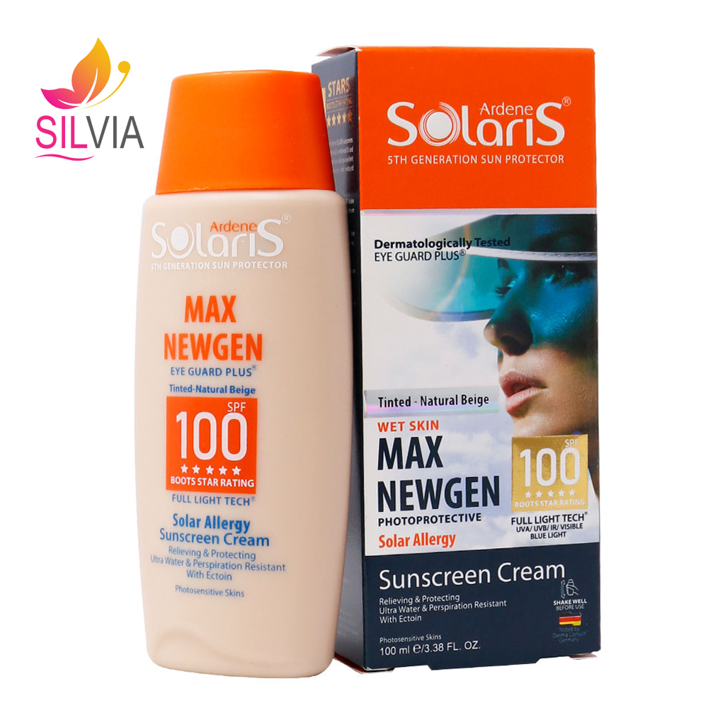 کرم ضد آفتاب پوست حساس به نور رنگی بژ طبیعی SPF100 سولاریس آردن 100 میل