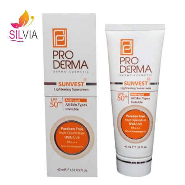 کرم ضد آفتاب و روشن کننده لک پوست بی رنگ SPF50 پرودرما 40 میل