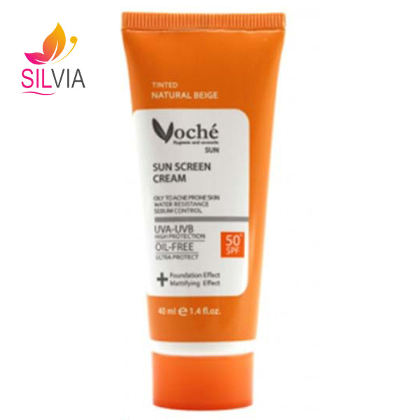 کرم ضد آفتاب بژ طبیعی پوست چرب و مستعد آکنه SPF50 وچه 40 میل