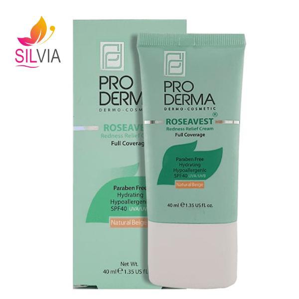 سی سی کرم پوشاننده و مرطوب کننده صورت رنگی پوست های معمولی و حساس SPF40 پرودرما (بژ طبیعی) 40 میل