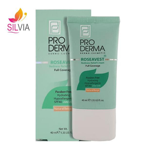 سی سی کرم پوشاننده و مرطوب کننده صورت رنگی پوست های معمولی و حساس SPF40 پرودرما (بژ طبیعی) 40 میل