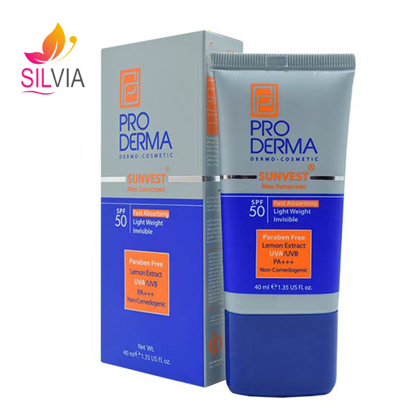 کرم ضد آفتاب مخصوص آقایان فاقد چربی SPF50 پرودرما 40 میل