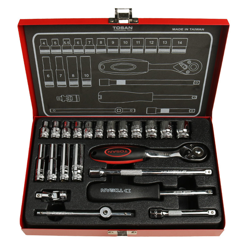 مجموعه 22 عددی آچار بکس توسن مدل T1254-22M توس