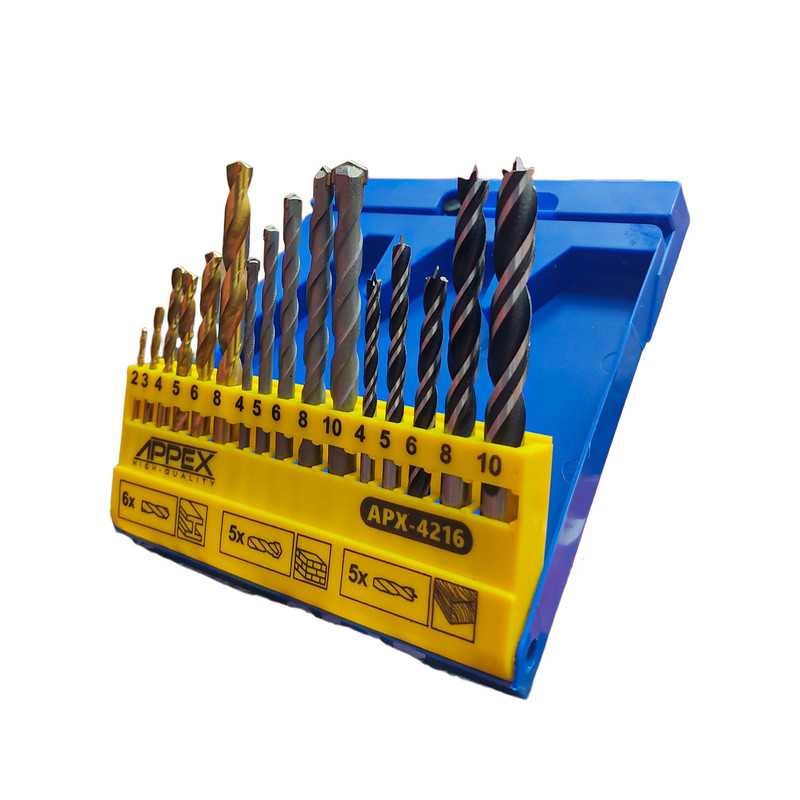 اینتیمکث مته الماسه، آهن و چوب اپکس مدل APX-4216 سایز 2 تا 10 میلی متر مجموعه 16 عددی اینتیمکس