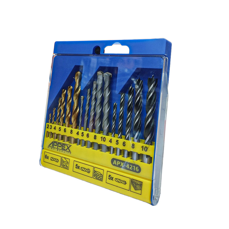 اینتیمکث مته الماسه، آهن و چوب اپکس مدل APX-4216 سایز 2 تا 10 میلی متر مجموعه 16 عددی اینتیمکس