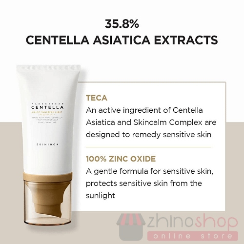 کرم ضد آفتاب مدل ایر فیت سنتلا CENTELLA کارتن مخملی بدون رنگ