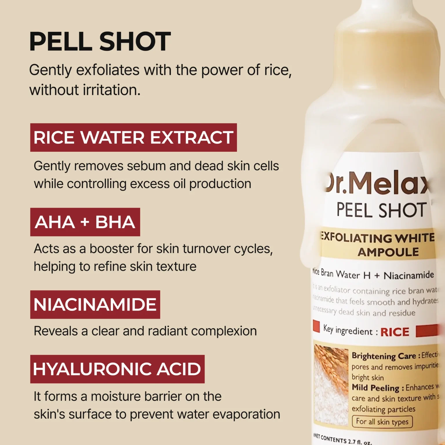 سرم برنج لایه بردار پیل شات 80ml DR MELAXIN