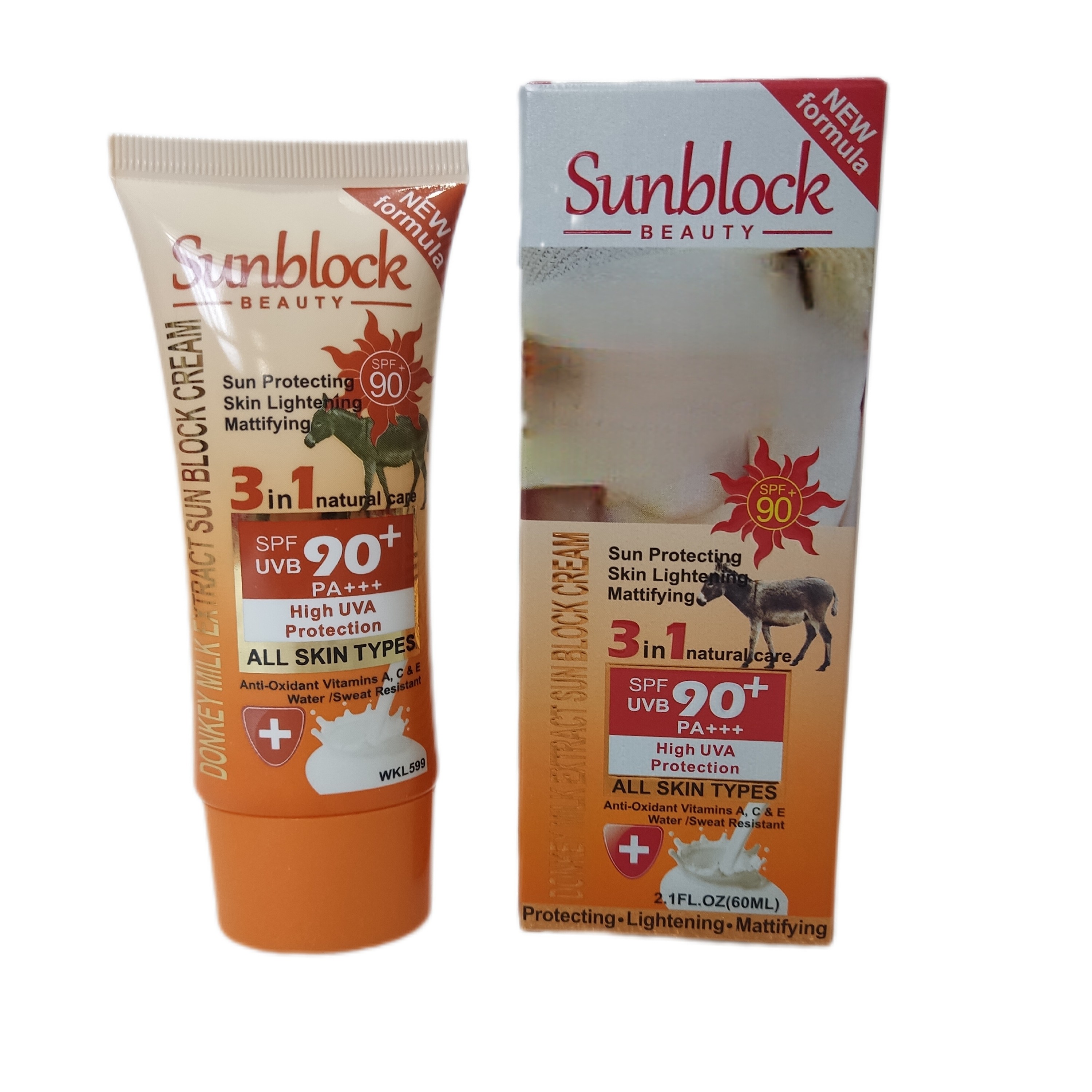 کرم ضد آفتاب شیر الاغ SPF90 بدون رنگ و ترمیم کننده