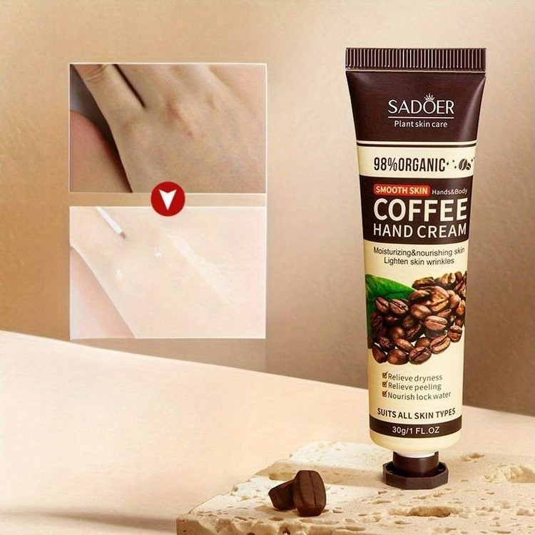 کرم مرطوب کننده دست عصاره قهوه ارگانیک سادور SADOER SMOOTH COFFEE HAND CREAM یک عددی