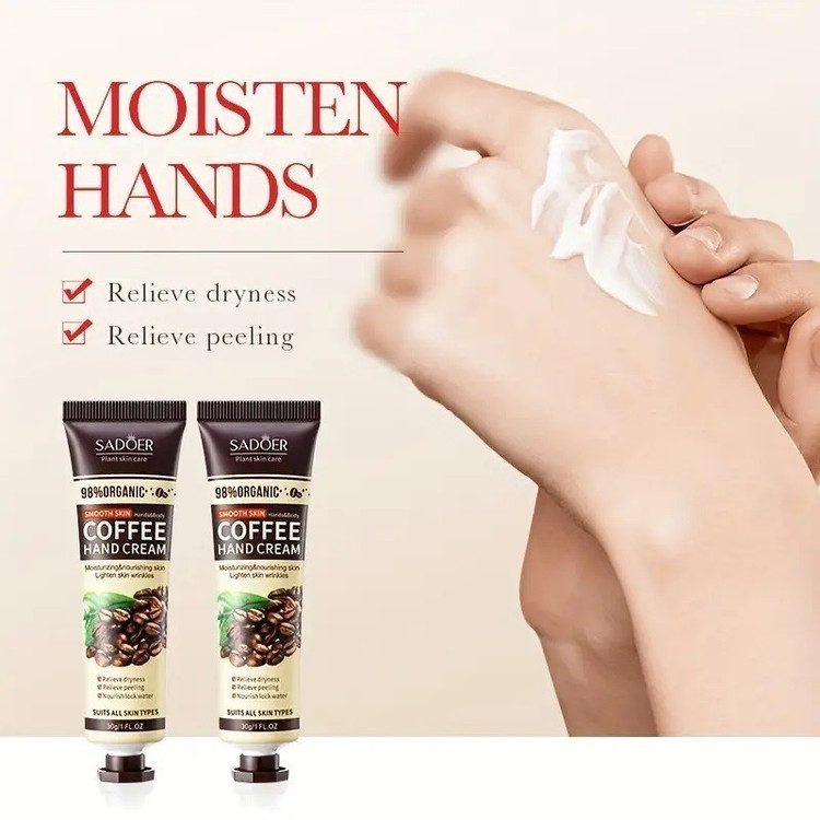 کرم مرطوب کننده دست عصاره قهوه ارگانیک سادور SADOER SMOOTH COFFEE HAND CREAM یک عددی