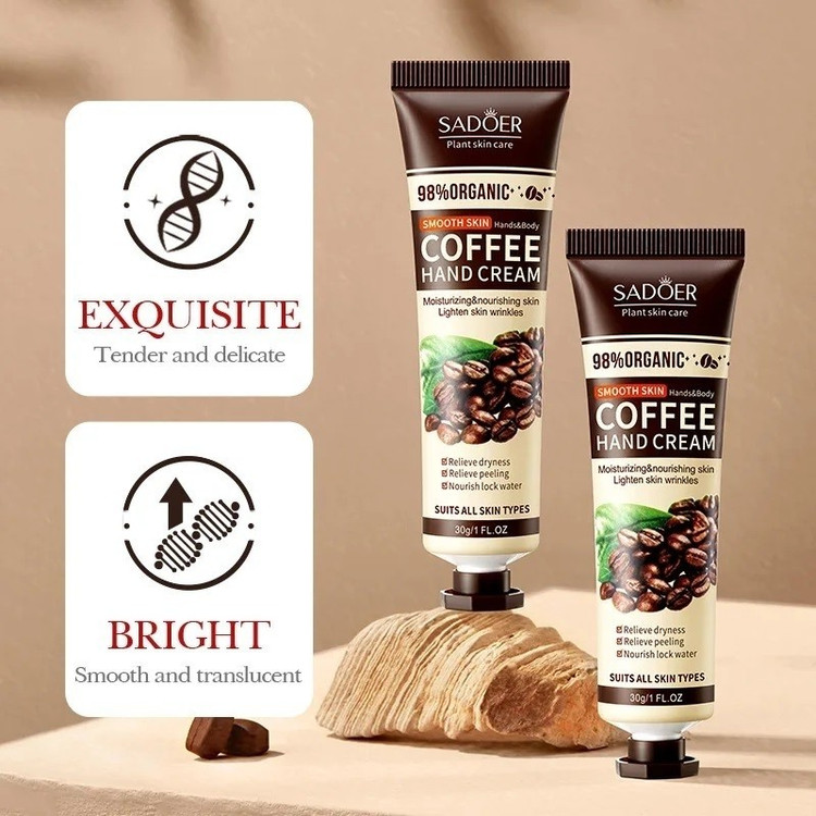 کرم مرطوب کننده دست عصاره قهوه ارگانیک سادور SADOER SMOOTH COFFEE HAND CREAM یک عددی